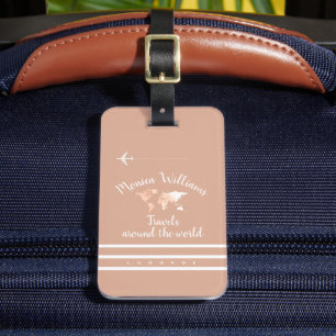 Dusty Rose Feminine Travels Luggage Tag