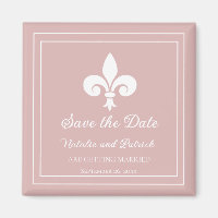 Dusty Rose Fleur de Lis Save the Date Magnet