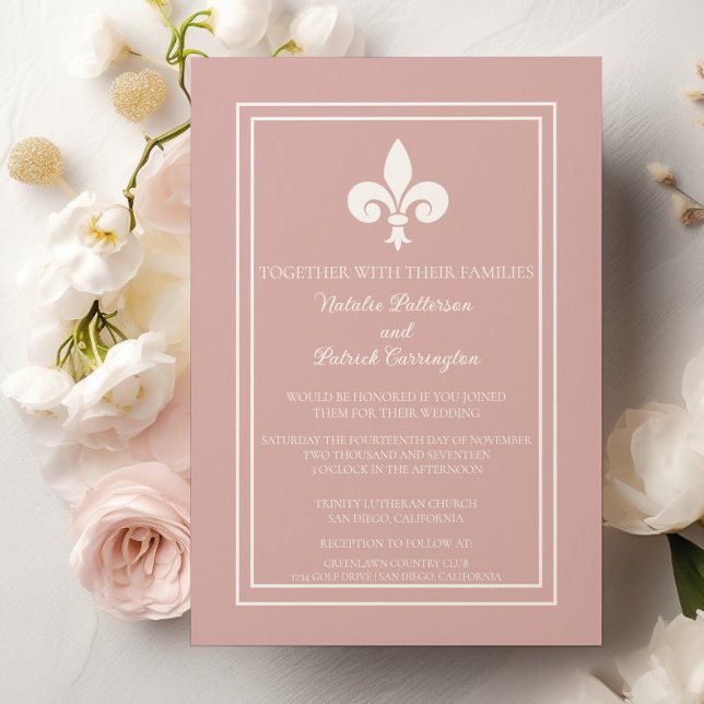 Dusty Rose Fleur de Lis Wedding Invitation (Dusty Rose Fleur de Lis Wedding Invitation)