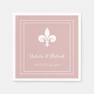 Dusty Rose Fleur de Lis Wedding Paper Napkins