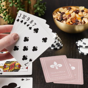 Dusty Rose Fleur de Lis Wedding Playing Cards