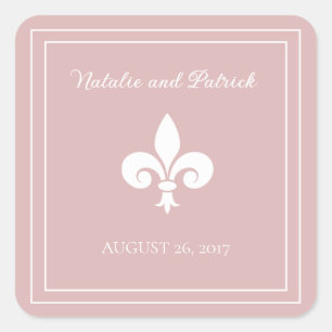 Dusty Rose Fleur de Lis Wedding Stickers