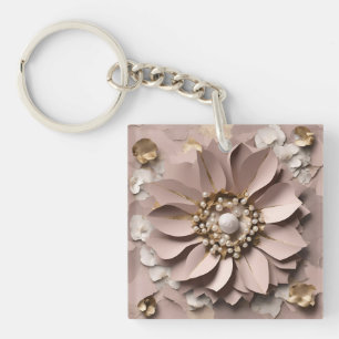 Dusty Rose Floral - Acrylic Keychain