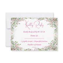 Dusty Rose Floral Arch Wedding RSVP Reply Card
