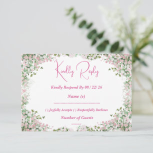 Dusty Rose Floral Arch Wedding RSVP Reply Card