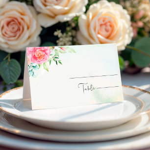 Dusty Rose Floral Boho Wedding Place Card