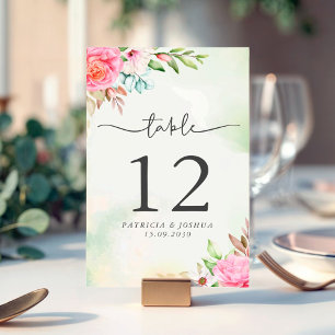 Dusty Rose Floral Boho Wedding Table Number Card