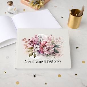 Dusty Rose Floral Bouquet Memorial Book