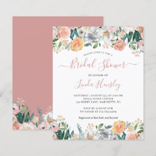Dusty Rose Floral Bridal Shower Invitation
