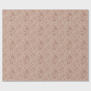 Dusty Rose Floral Brocade Pattern Wrapping Paper