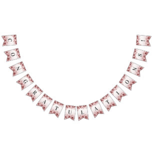 Dusty Rose Floral Bunting Flag