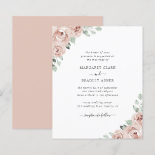 Dusty Rose Floral Elegant Budget Wedding Invite