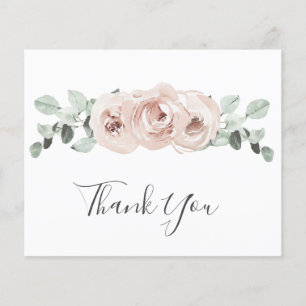Dusty Rose Floral Elegant Budget Wedding Thank You