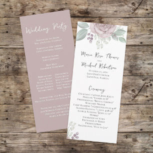 Dusty Rose Floral Elegant Flower Ceremony Program