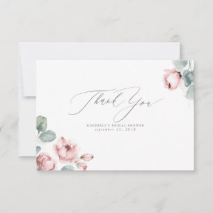 Dusty Rose Floral Elegant Small Thank You