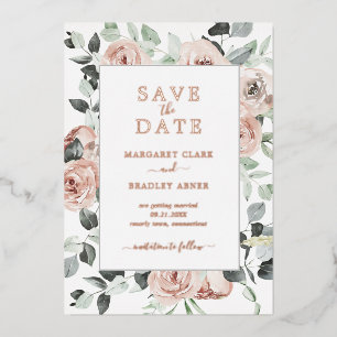 Dusty Rose Floral Elegant Wedding Save The Date