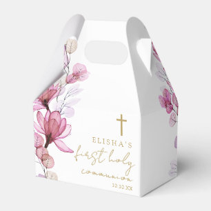 Dusty Rose Floral First Holy Communion Favour Box