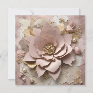 Dusty Rose Floral Flat Card - Any Occasion