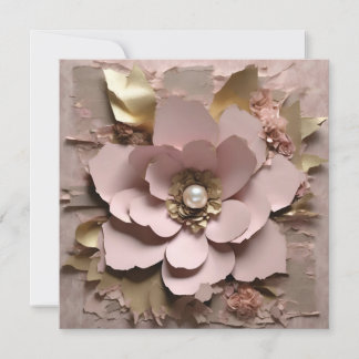 Dusty Rose Floral Flat Card - Any Occasion