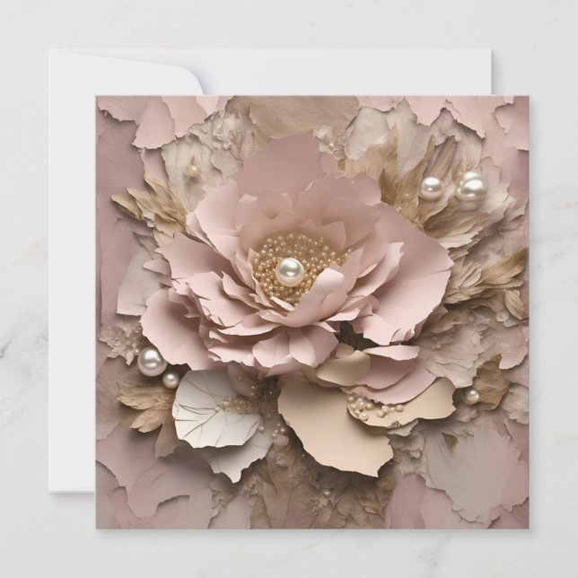 Dusty Rose Floral Flat Card - Any Occasion (Front)