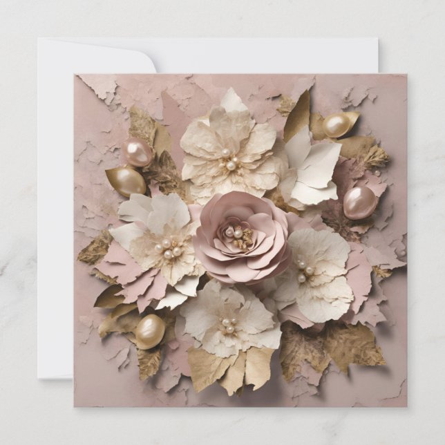Dusty Rose Floral Flat Card - Any Occasion (Front)
