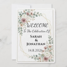 Dusty Rose Floral Geometric Wedding Welcome poster
