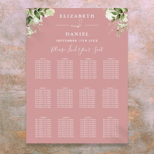 Dusty Rose Floral Greenery Wedding Seating Chart