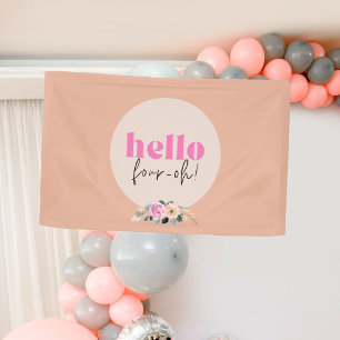 Dusty Rose floral "hello four-oh" retro Banner