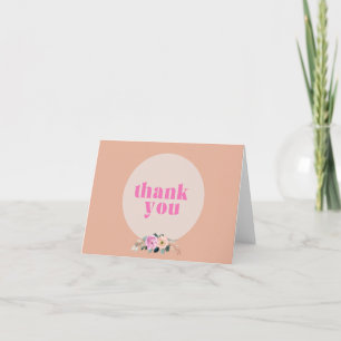 Dusty Rose floral "hello four-oh" retro Thank You Card
