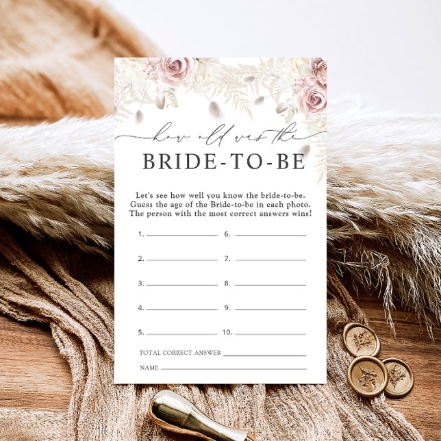 Dusty Rose Floral How Old is the Bride to Be Game (Creator Uploaded)