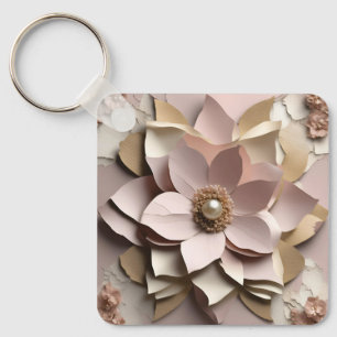 Dusty Rose Floral Key Ring