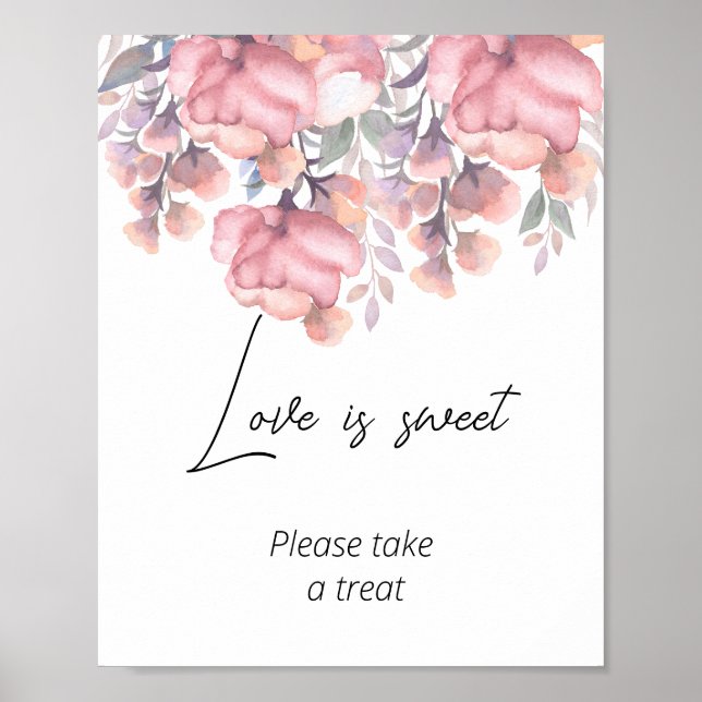 Dusty Rose Floral love is sweet bridal shower   Poster (Front)