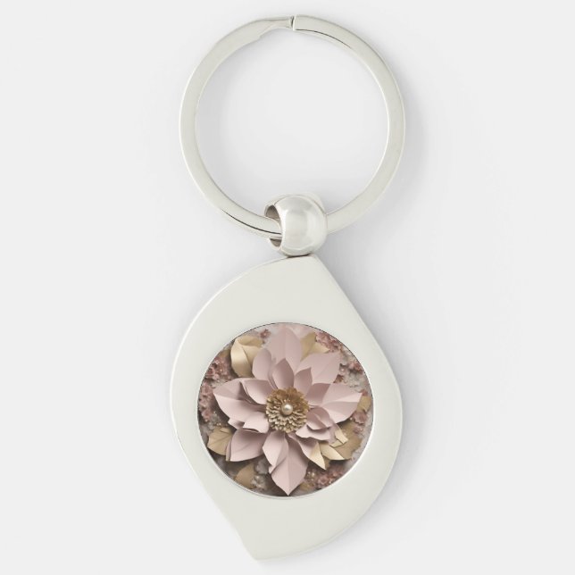 Dusty Rose Floral - Metal Keychain (Front)