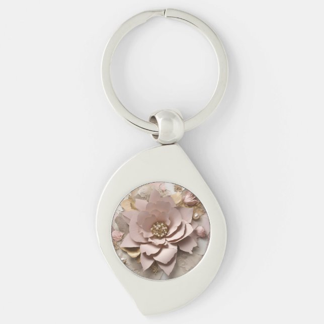Dusty Rose Floral - Metal Keychain (Front)