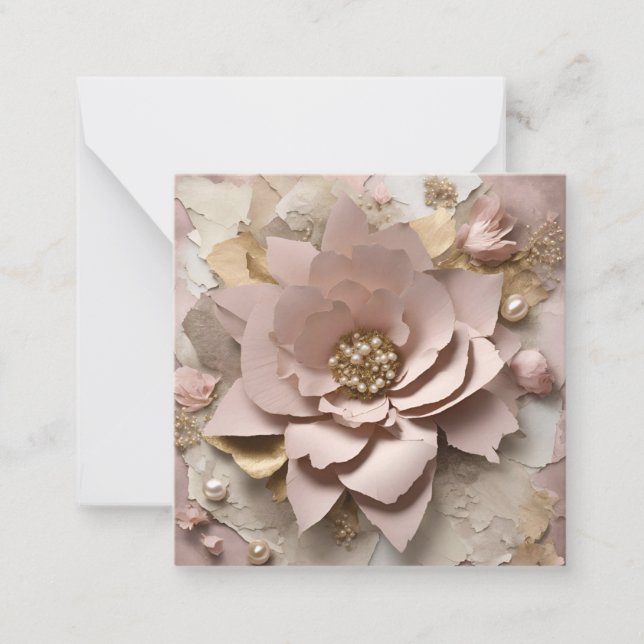 Dusty Rose Floral Note Card - Any Occasion (Front)