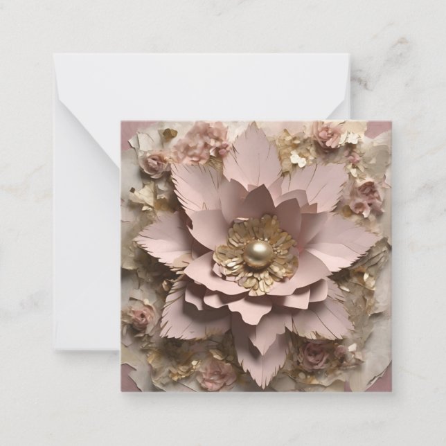 Dusty Rose Floral Note Card - Any Occasion (Front)