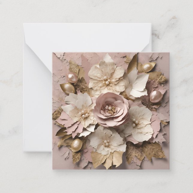 Dusty Rose Floral Note Card - Any Occasion (Front)