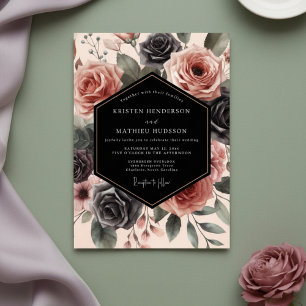 Dusty Rose Floral Opulent Wedding Invitation