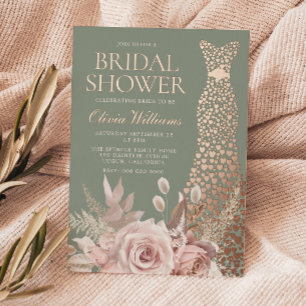 Dusty Rose Floral Rose Gold Gown Bridal Shower