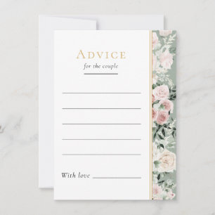 Dusty Rose Floral Sage Green Wedding Advice Card