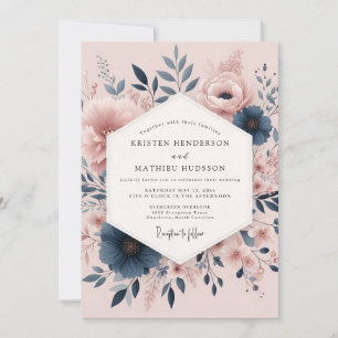 Dusty Rose Floral Serenity Wedding Invitation
