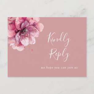 Dusty Rose Floral Song Request RSVP Postcard