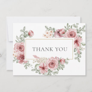 Dusty Rose Floral Thank You Card