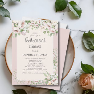 Dusty rose floral watercolor rehearsal invitation