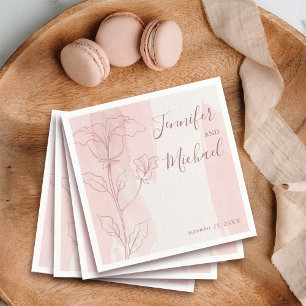 Dusty Rose Floral Watercolor Wedding Napkin