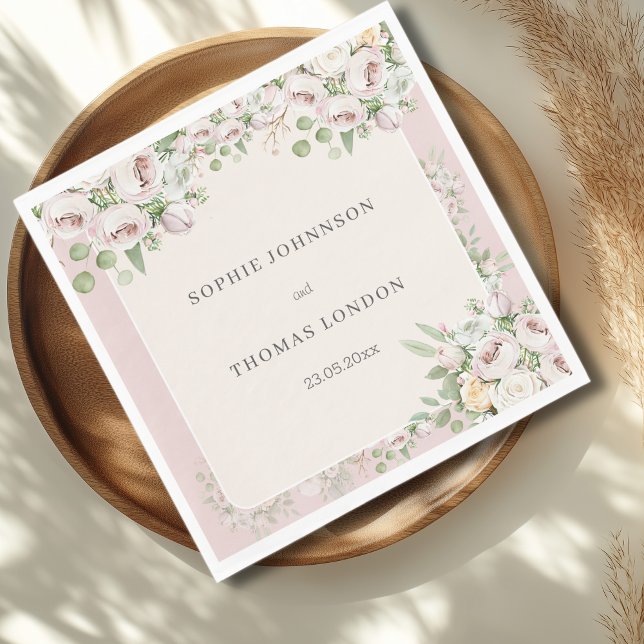 Dusty rose floral watercolor wedding napkin (Creator Uploaded)