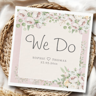 Dusty rose floral We do wedding Napkin