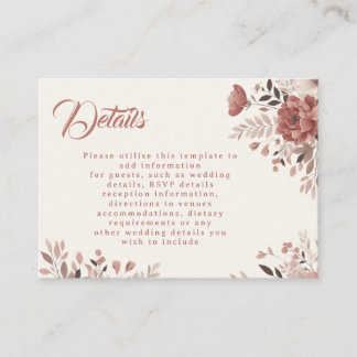 Dusty Rose Floral Wedding Enclosure Card