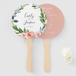 Dusty Rose Floral Wedding Hand Fans