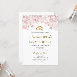 Dusty Rose Floral Wedding Invitation in Spanish